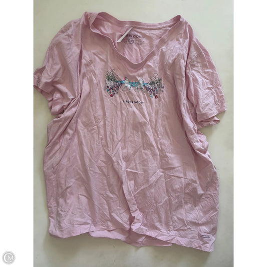Top Short Sleeve By Life Is Good In Pink, Size: 2x