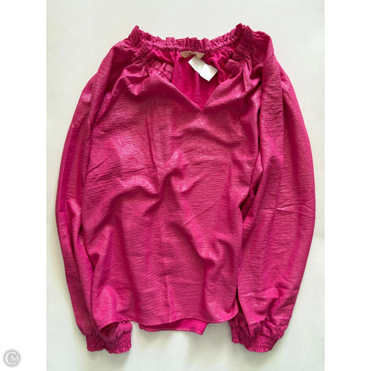 Blouse Long Sleeve By Hope & Harlow In Pink, Size: Xl