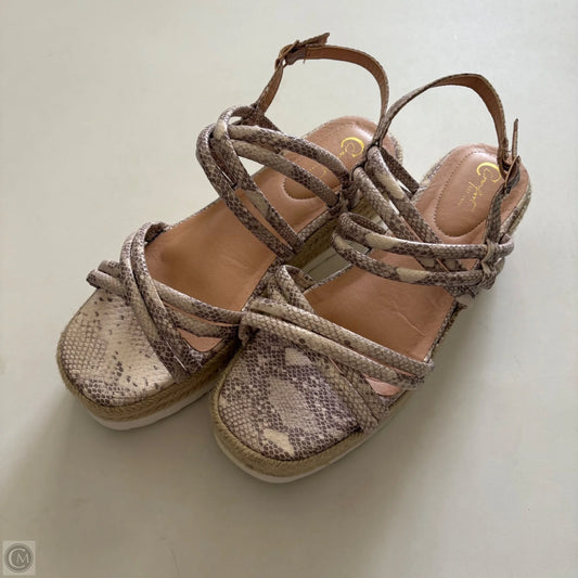 Sandals Heels Block By Cato In Animal Print, Size: 9
