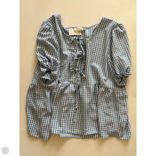 Top Short Sleeve By Tamara H In Checkered Pattern, Size: Xl