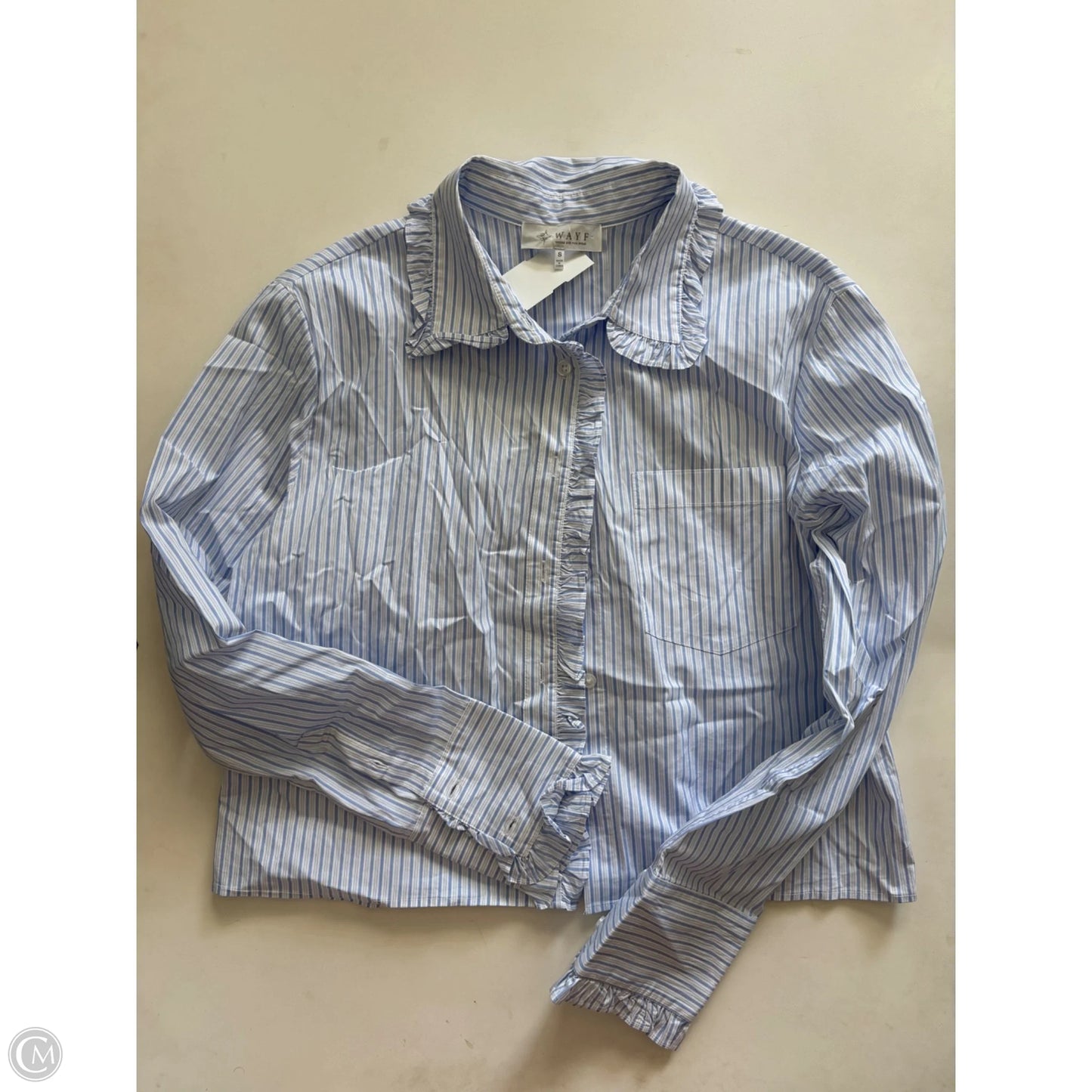 Top Long Sleeve By Wayf In Striped Pattern, Size: S