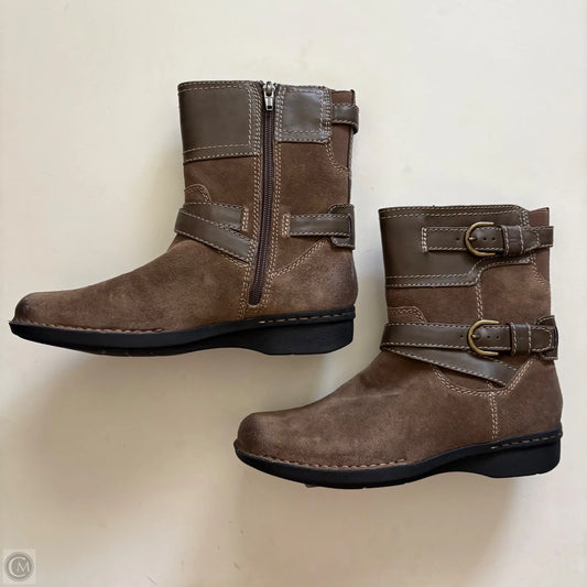 Boots Ankle Flats By Clarks In Brown, Size: 8