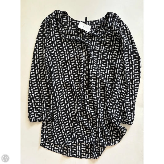 Blouse Long Sleeve By Not Your Daughters Jeans In Black & White, Size: L