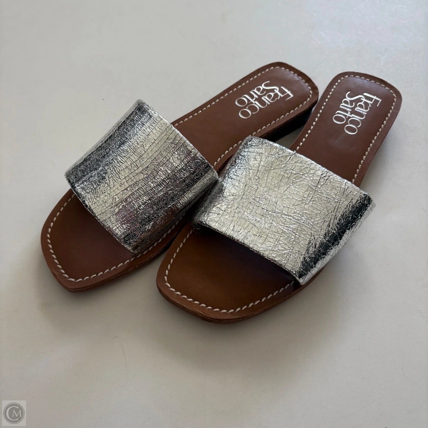 Sandals Flip Flops By Franco Sarto In Silver, Size: 9