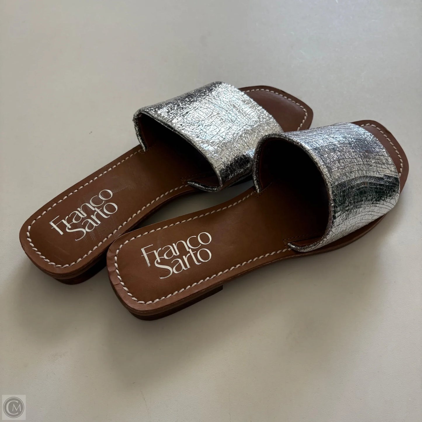 Sandals Flip Flops By Franco Sarto In Silver, Size: 9