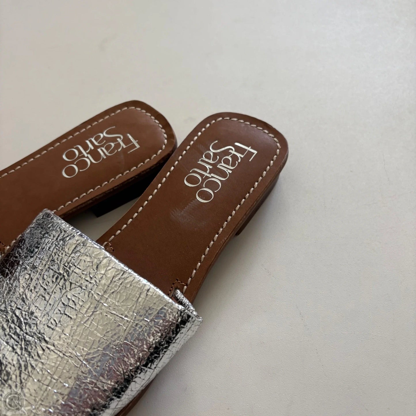 Sandals Flip Flops By Franco Sarto In Silver, Size: 9