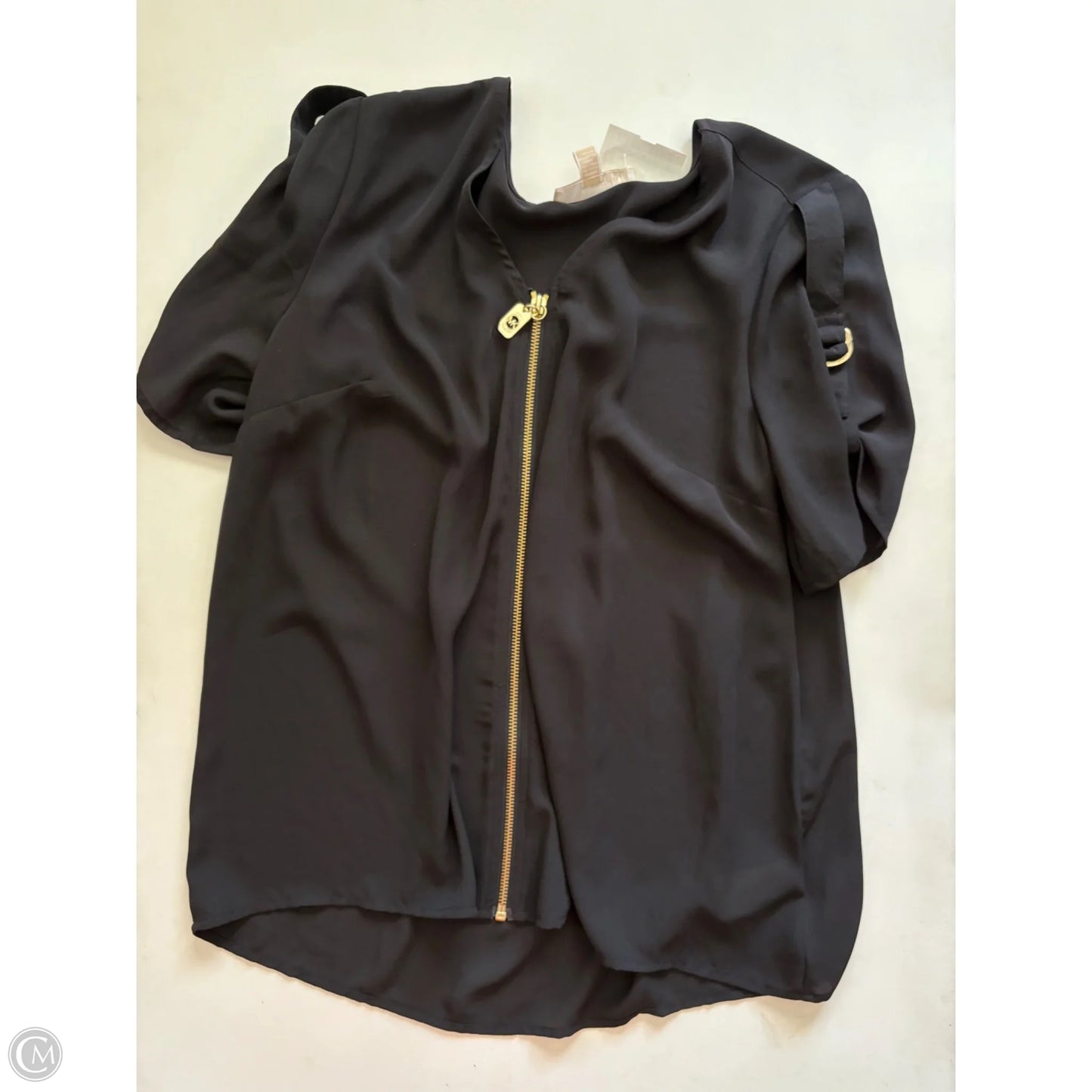 Blouse Short Sleeve By Michael By Michael Kors In Black, Size: L