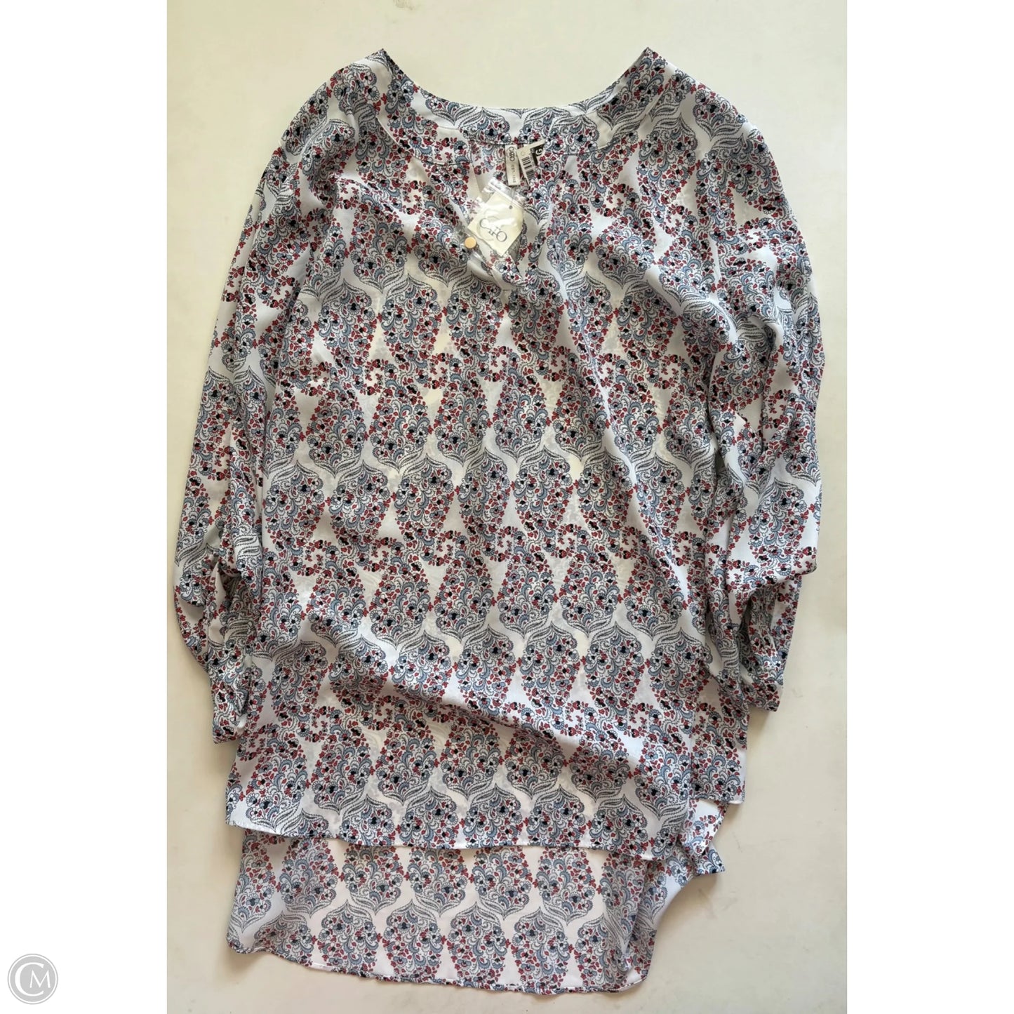 Blouse Long Sleeve By Cato In Floral Print, Size: 14