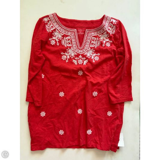 Top Long Sleeve By Talbots In Red, Size: 1x