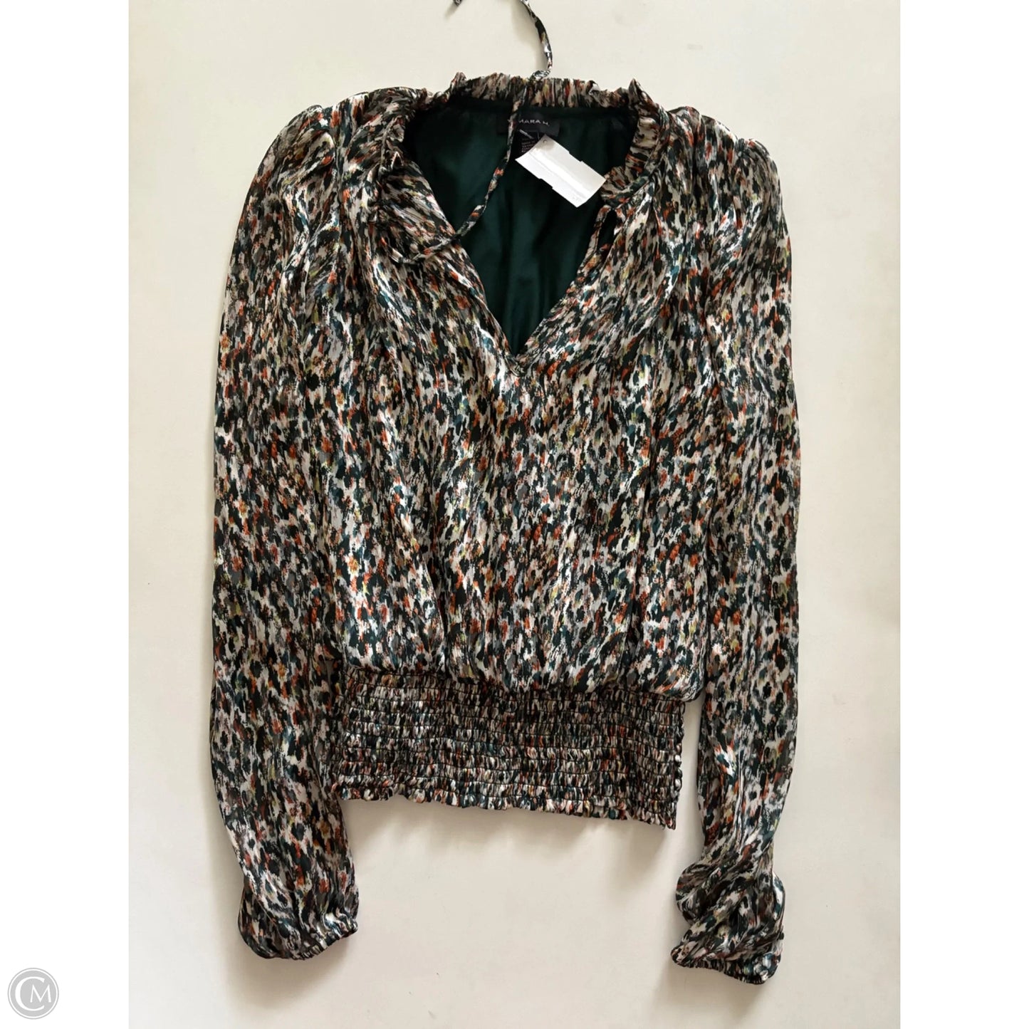 Blouse Long Sleeve By Tamara H In Green, Size: Xs