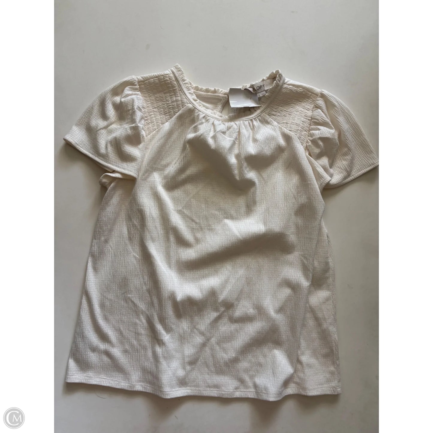 Top Short Sleeve By Loft In Cream, Size: Xs