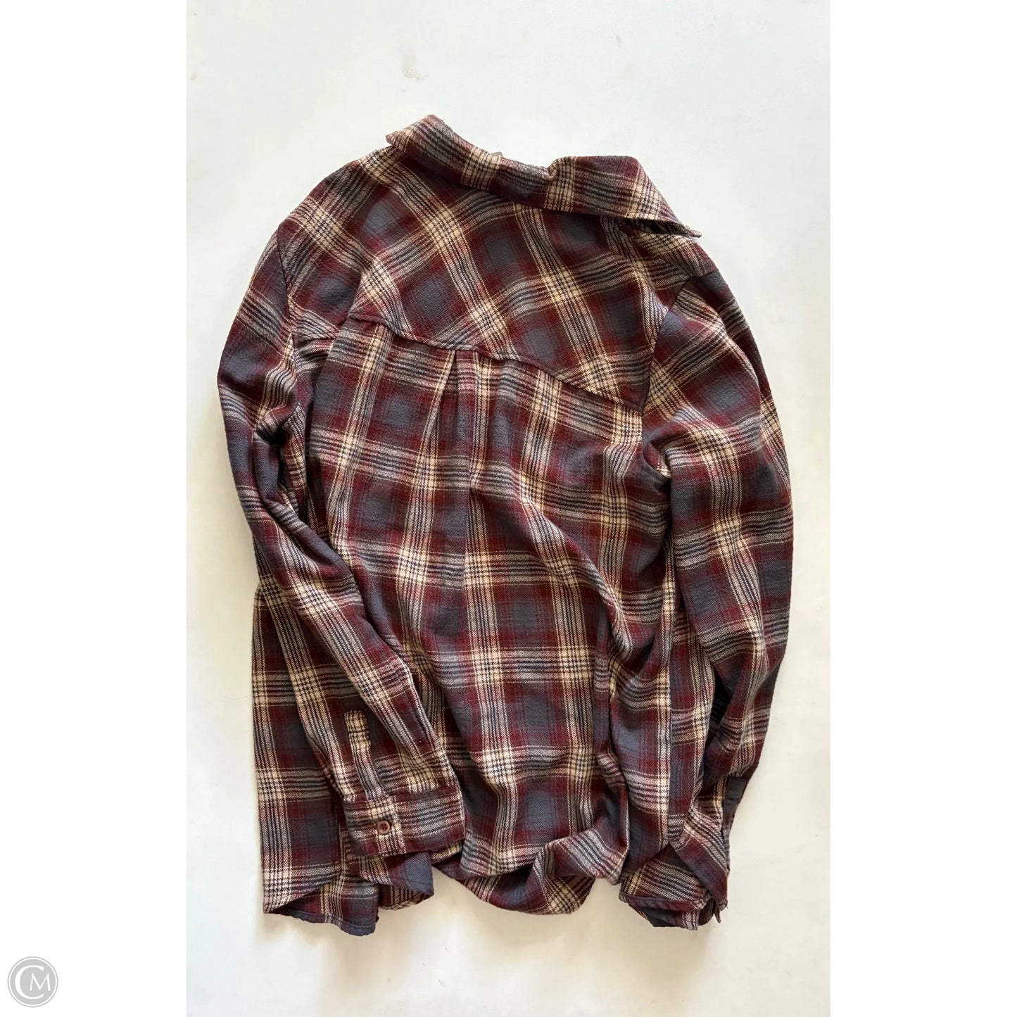 Top Long Sleeve By Be Cool In Plaid Pattern, Size: M