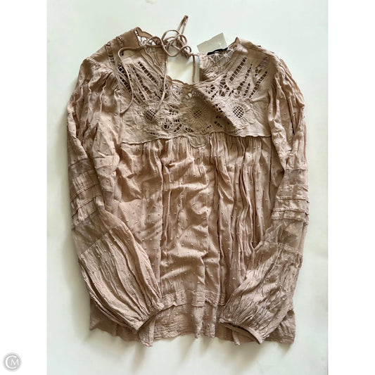 Top Long Sleeve By Miss Me In Tan, Size: L