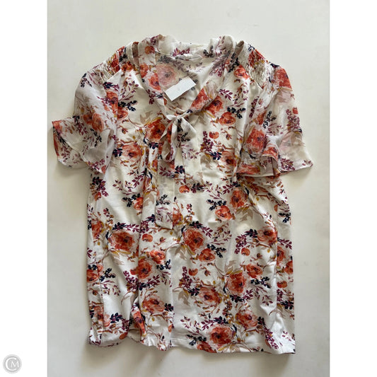 Blouse Short Sleeve By perseption In Floral Print, Size: L