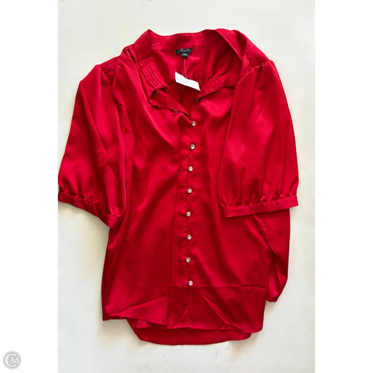 Blouse Long Sleeve By Ann Taylor In Red, Size: 2x