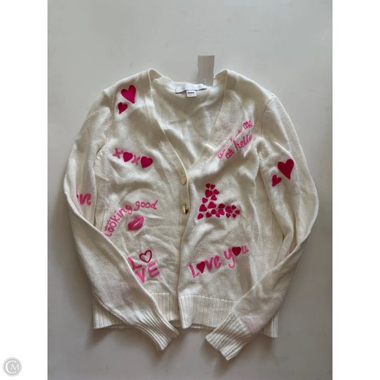 Sweater Cardigan Designer By Lilly Pulitzer In Cream & Pink, Size: Xs