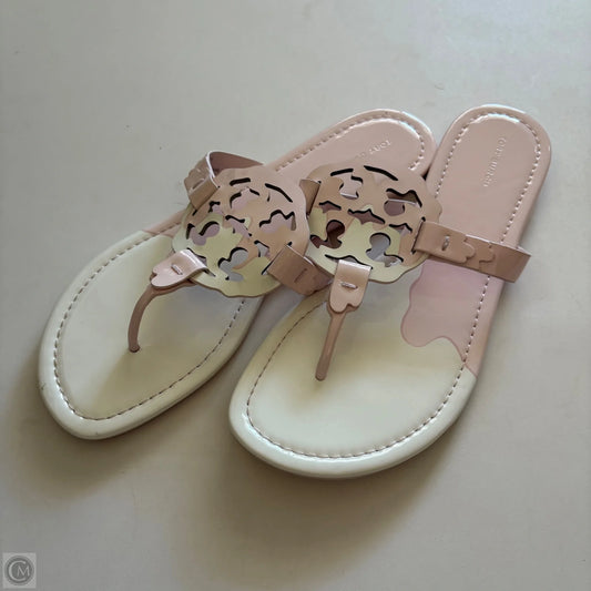 Sandals Designer By Tory Burch In Pink & White, Size: 9.5