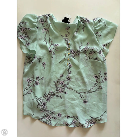 Blouse Short Sleeve By Liz Claiborne In Green, Size: M