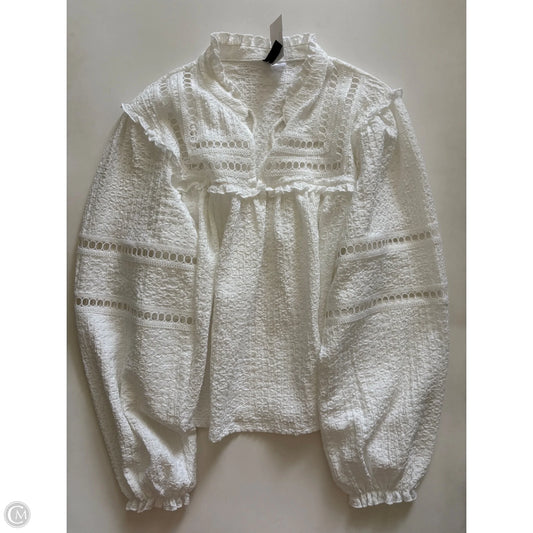 Top Long Sleeve By Divided In White, Size: L