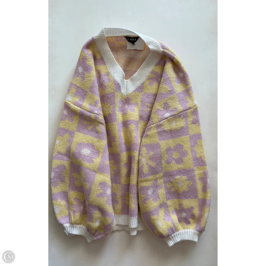Sweater By j NNA In Purple & Yellow, Size: L