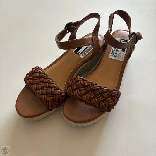 Sandals Heels Block By Time And Tru In Brown, Size: 8