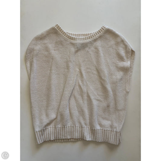 Sweater Short Sleeve By Loft In Cream, Size: M