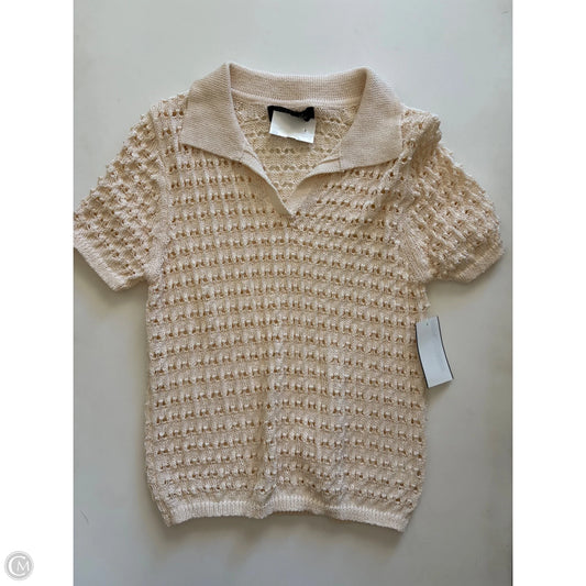 Sweater Short Sleeve By oak trellis In Cream, Size: Xl