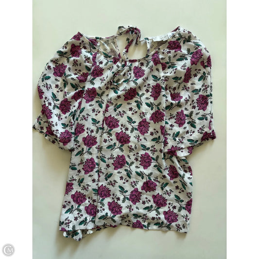 Blouse Short Sleeve By Loft In Floral Print, Size: M