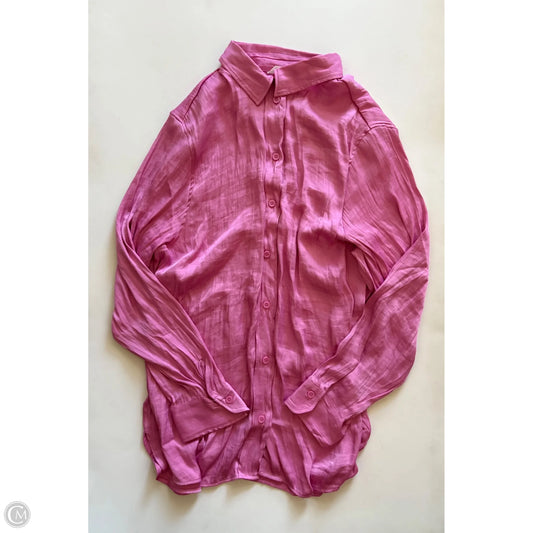 Blouse Long Sleeve By H&m In Pink, Size: M