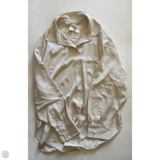 Blouse Long Sleeve By H&m In Cream, Size: M