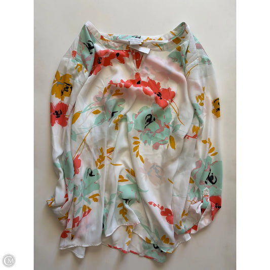 Blouse Long Sleeve By Van Heusen In Floral Print, Size: 2x