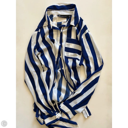 Blouse Long Sleeve By New York And Co In Blue, Size: Xl