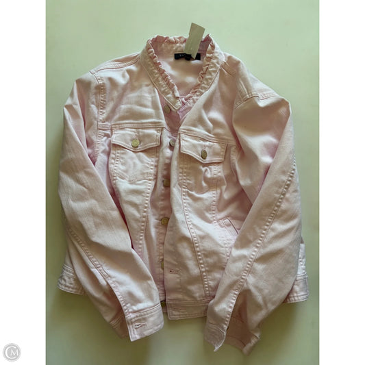 Jacket Denim By Talbots In Pink, Size: Xl
