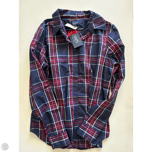 Top Long Sleeve By Chaps In Plaid Pattern, Size: L
