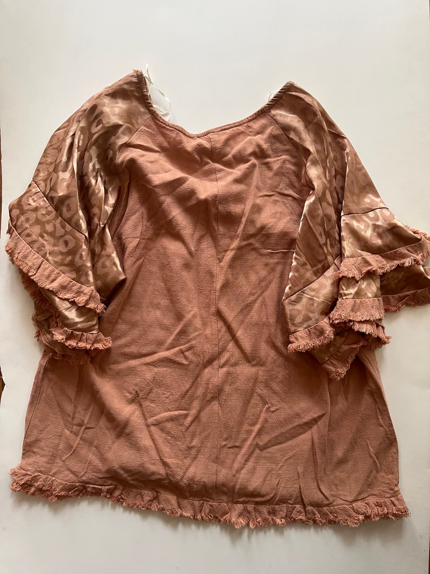 Beige Blouse Short Sleeve Umgee, Size S