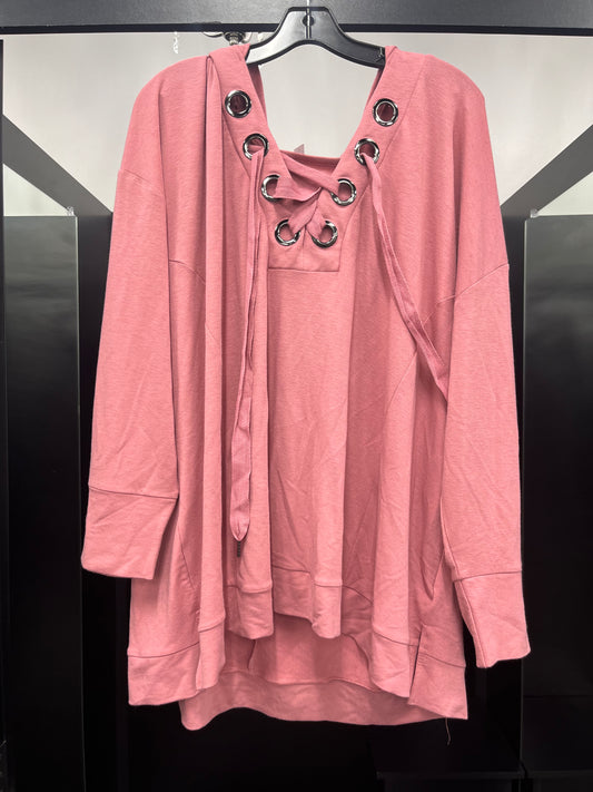 Pink Blouse Long Sleeve Cable And Gauge, Size 3x