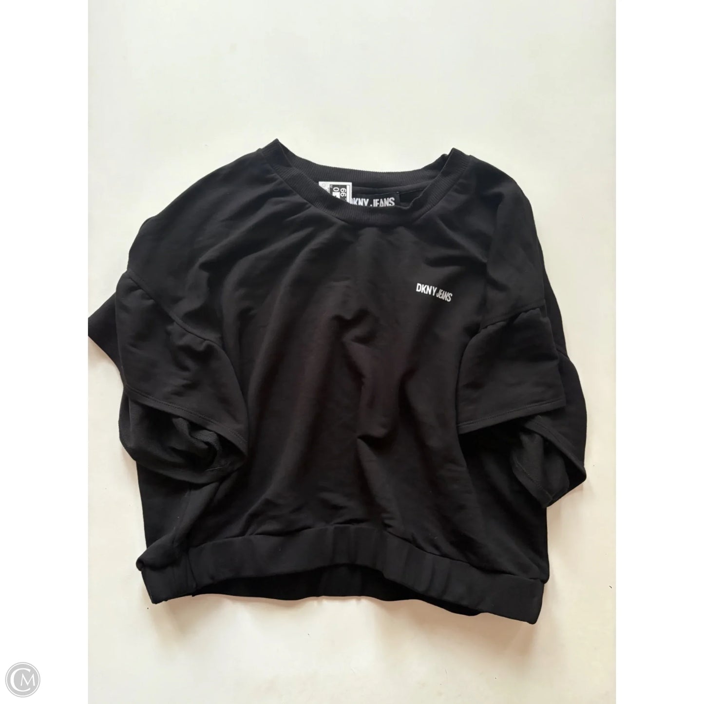 Blouse Short Sleeve By Dkny In Black, Size: L