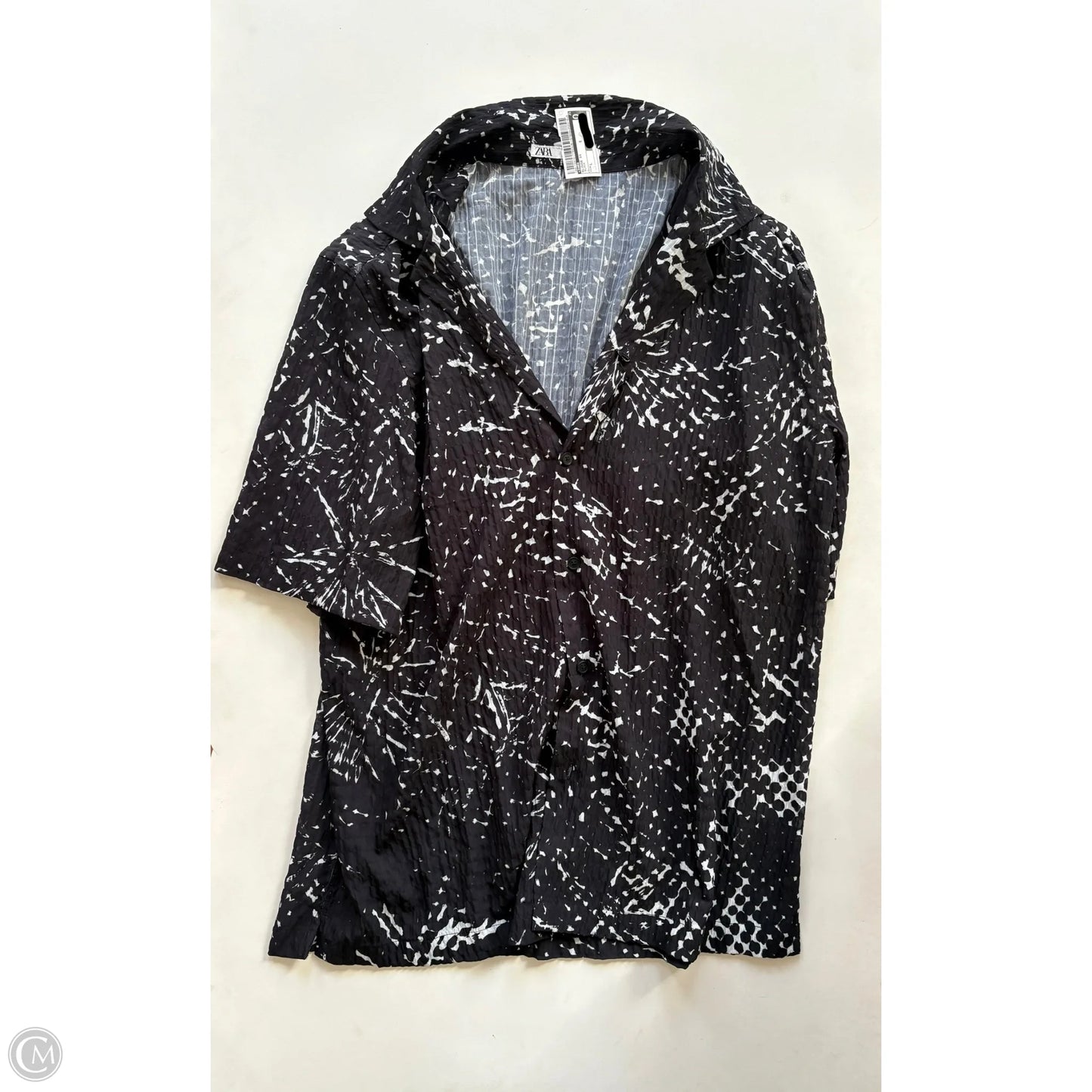 Blouse Short Sleeve By Zara In Black, Size: L