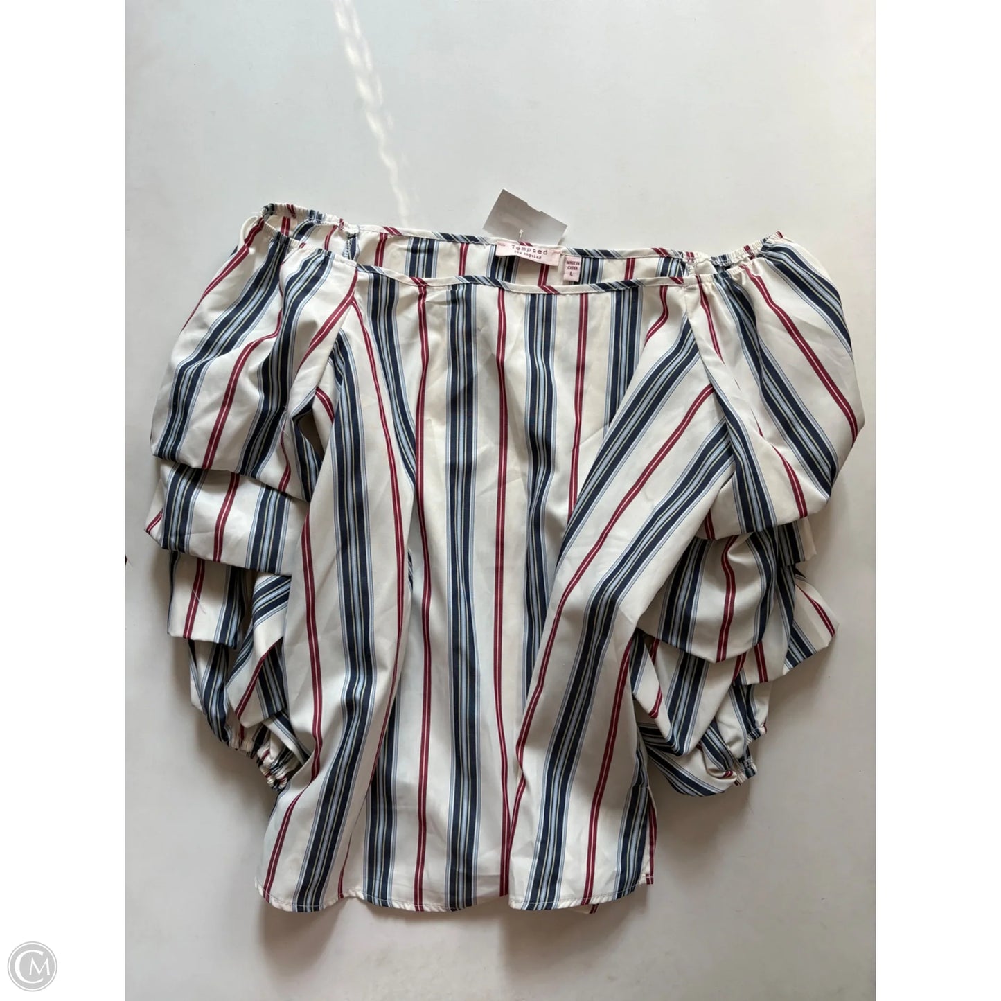 Blouse Long Sleeve By tempted In Striped Pattern, Size: L