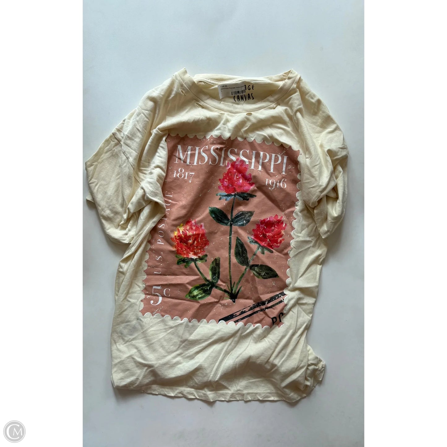 Blouse Short Sleeve By Cmc In Cream, Size: S