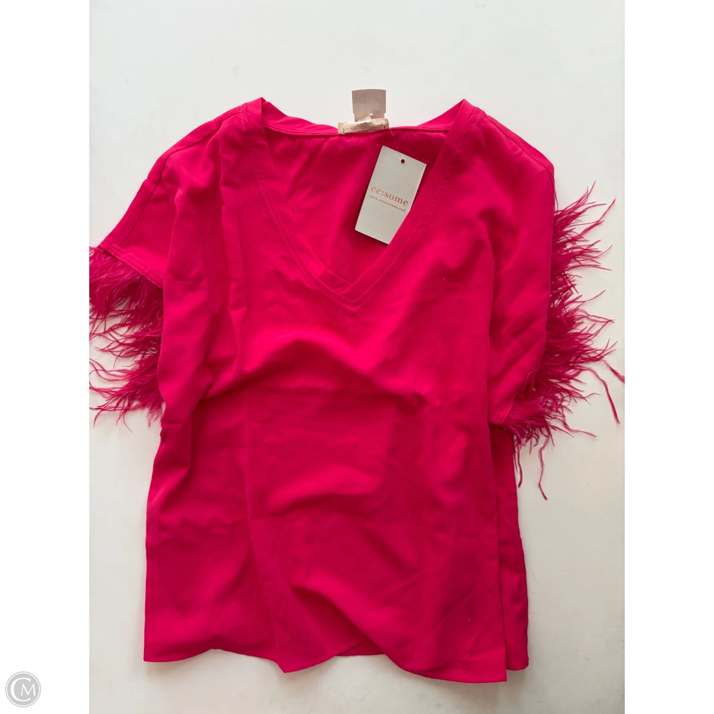 Blouse Short Sleeve By Ee Some In Pink, Size: L