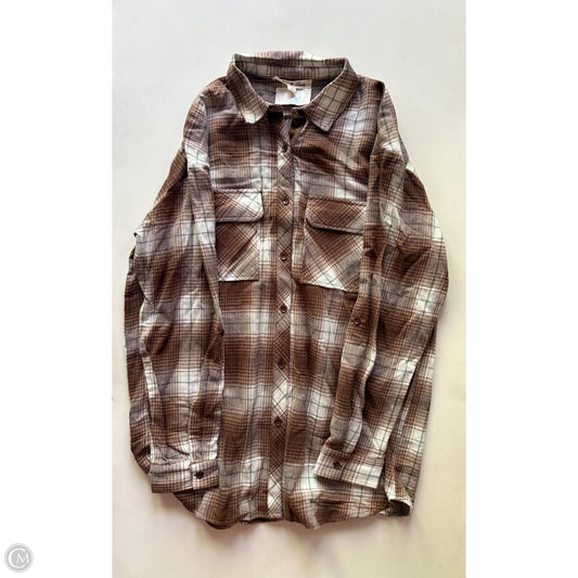 Blouse Long Sleeve By vine and love In Plaid Pattern, Size: L