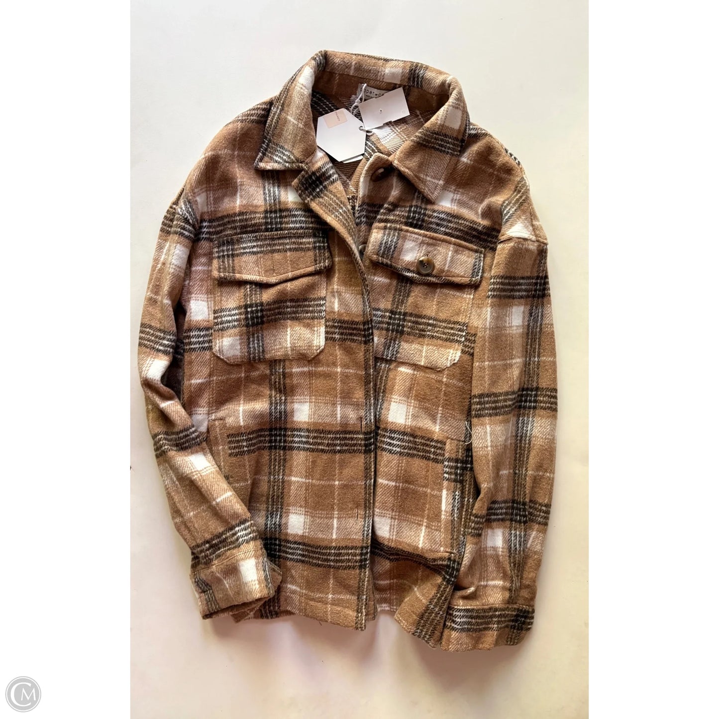 Blouse Long Sleeve By Paper Crane In Plaid Pattern, Size: S