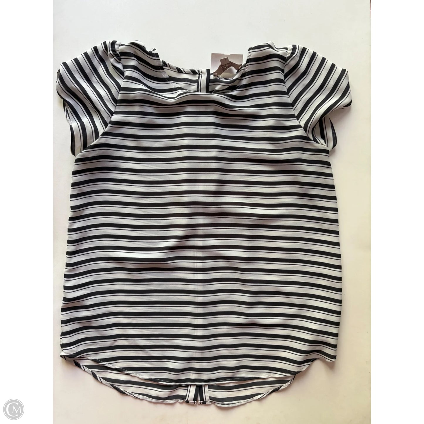 Blouse Short Sleeve By Loft In Striped Pattern, Size: M
