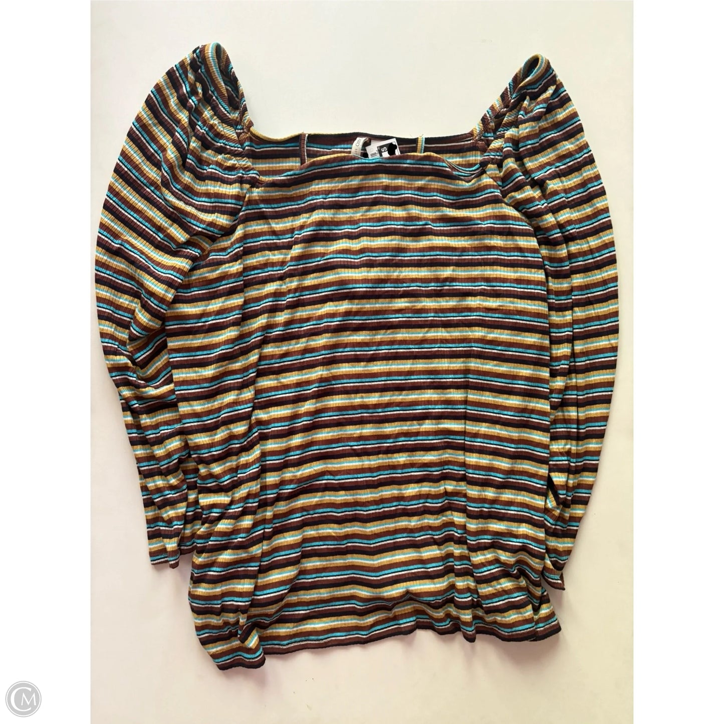 Blouse Long Sleeve By Cato In Striped Pattern, Size: 18