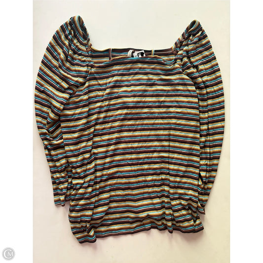 Blouse Long Sleeve By Cato In Striped Pattern, Size: 18