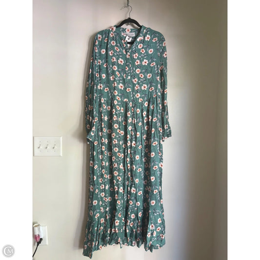 Dress Casual Midi By Anthropologie In Floral Print, Size: Xl