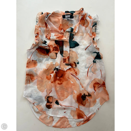 Blouse Short Sleeve By Dkny In Floral Print, Size: M