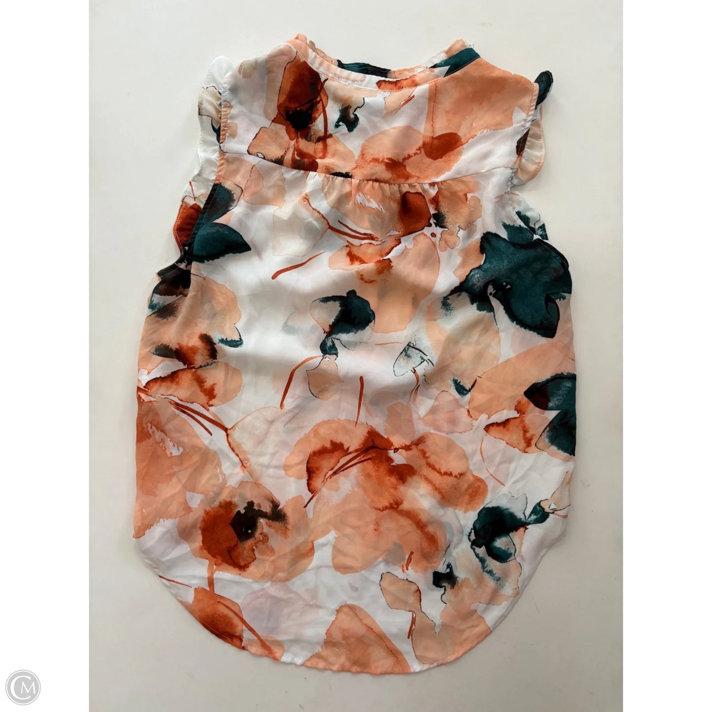 Blouse Short Sleeve By Dkny In Floral Print, Size: M