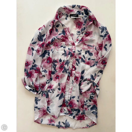 Blouse Long Sleeve By A Byer In Floral Print, Size: M